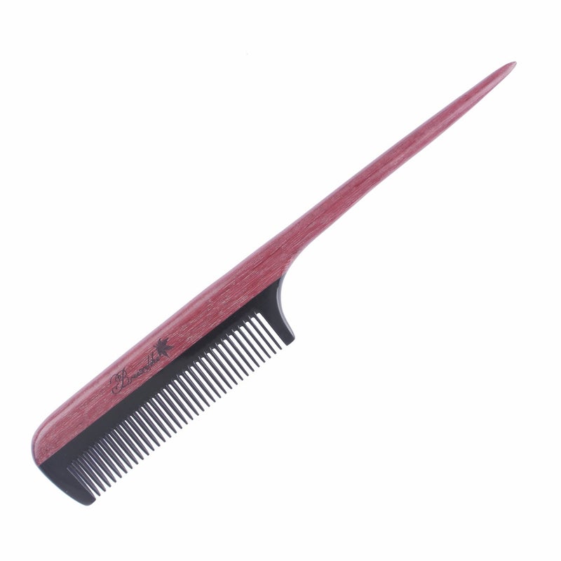 Breezelike Hair Combs - Fine Tooth Wooden Tail Comb - No Static Purpleheart Wood Comb with Black Buffalo Horn Teeth - Image 4